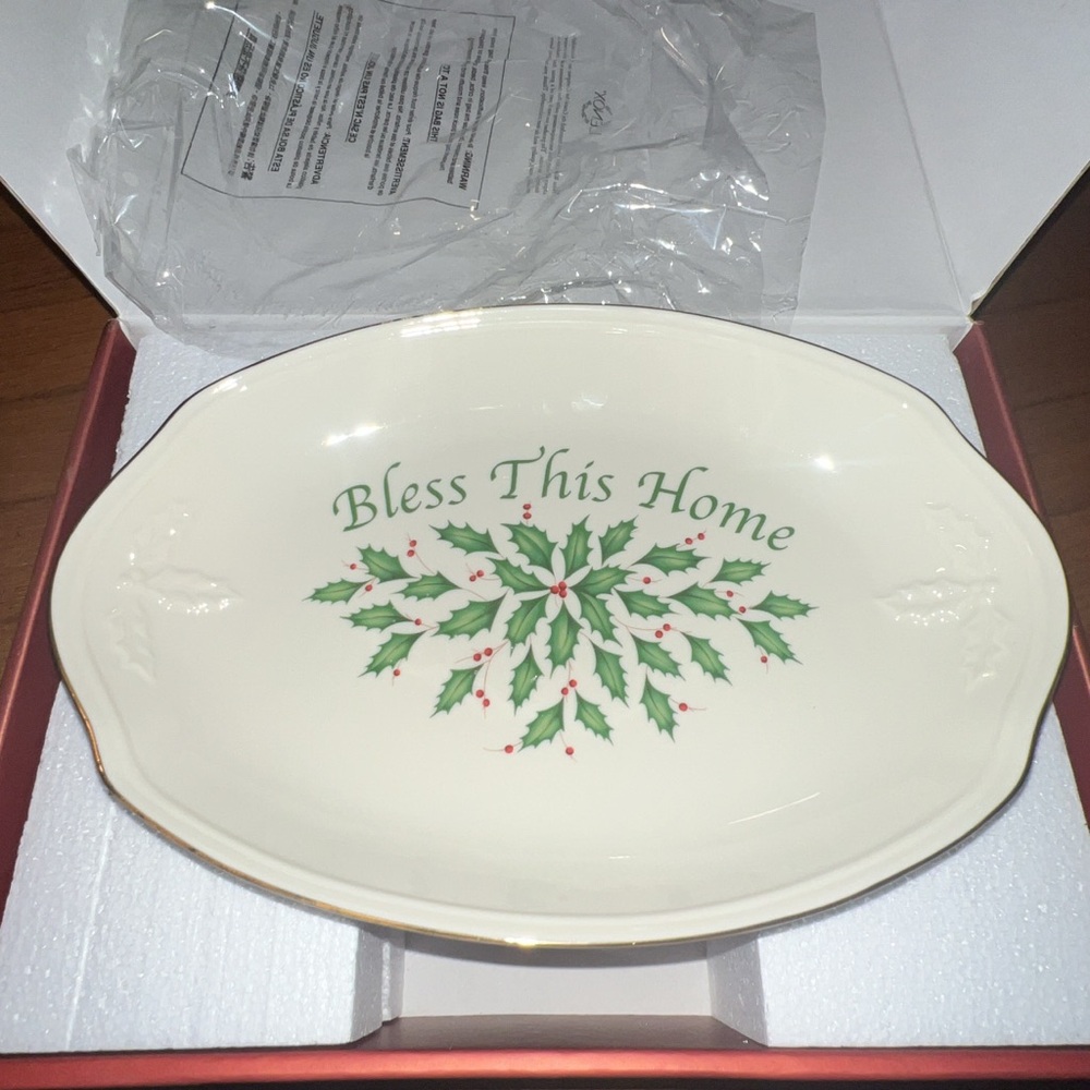 Lenox Holiday Collection “Bless This Home” Bread Tray